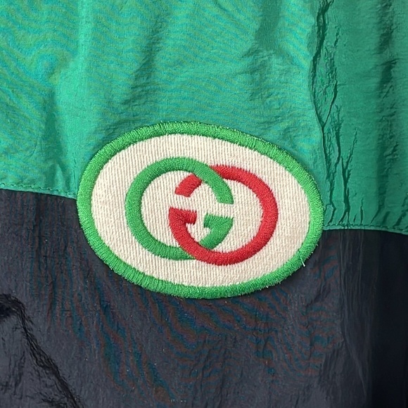 Gucci Oversized Nylon Track Jacket Water Repellent Black Green Red Mens Sz M - Picture 4 of 16